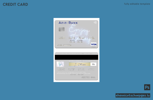 Beispielvorschau für eine Visumkarte der Afghanistan Azizi Bank